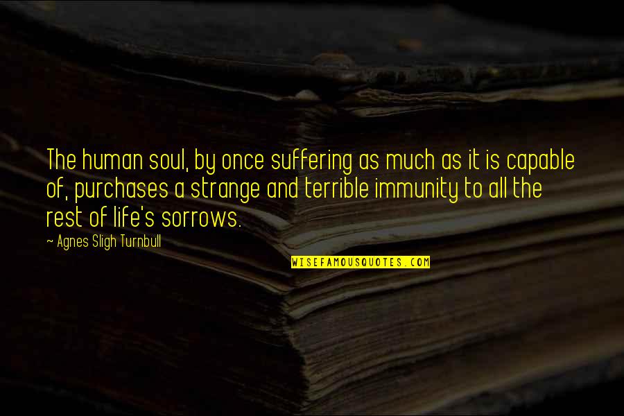 Sorrows Of Life Quotes By Agnes Sligh Turnbull: The human soul, by once suffering as much
