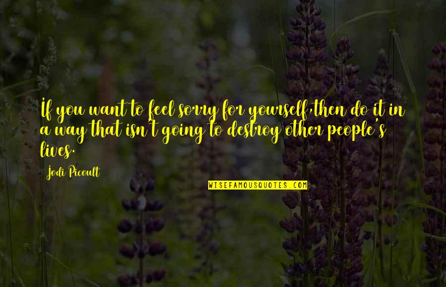 Sorry Feel Quotes By Jodi Picoult: If you want to feel sorry for yourself,then