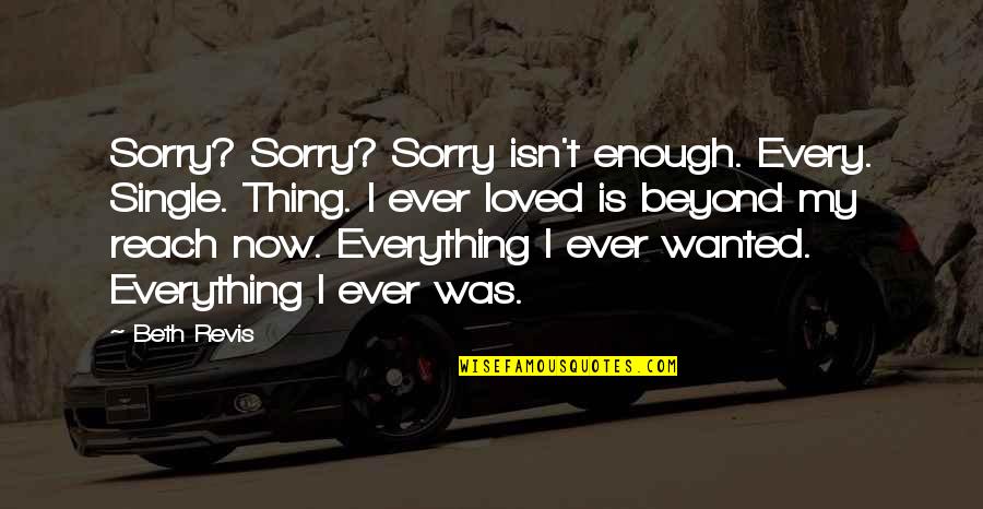 Sorry For Everything Quotes By Beth Revis: Sorry? Sorry? Sorry isn't enough. Every. Single. Thing.
