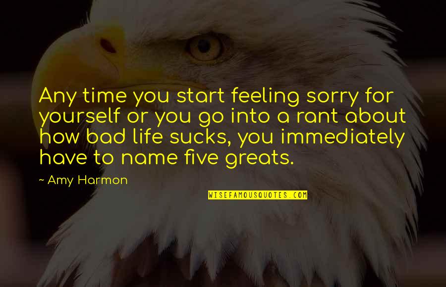 Sorry I Have To Go Quotes By Amy Harmon: Any time you start feeling sorry for yourself