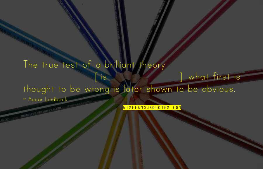 Sorry I Told Quotes By Assar Lindbeck: The true test of a brilliant theory [is]