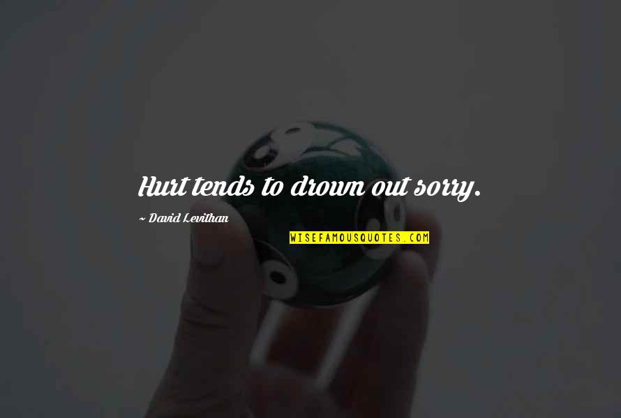 Sorry If Ever Hurt You Quotes By David Levithan: Hurt tends to drown out sorry.