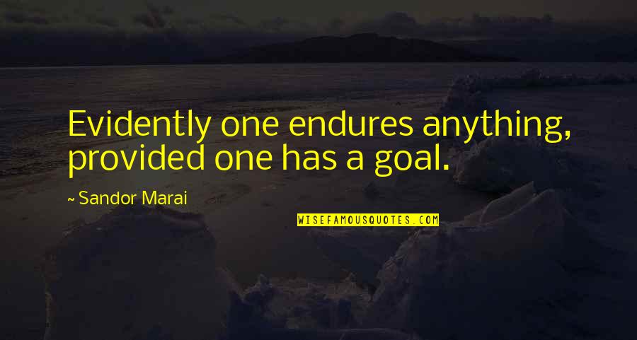 Sorteez Quotes By Sandor Marai: Evidently one endures anything, provided one has a