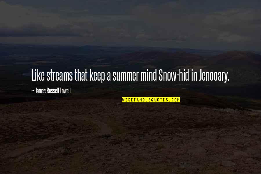 Sorting Your Head Out Quotes By James Russell Lowell: Like streams that keep a summer mind Snow-hid