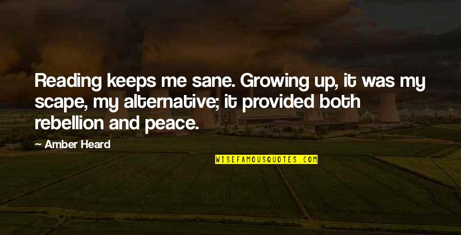 Sorvillo East Quotes By Amber Heard: Reading keeps me sane. Growing up, it was Sorvillo East Quotes By Amber Heard: Reading keeps me sane. Growing up, it was