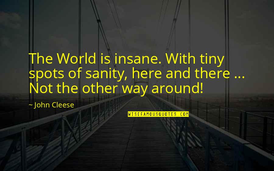 Sostenes Corral Quotes By John Cleese: The World is insane. With tiny spots of Sostenes Corral Quotes By John Cleese: The World is insane. With tiny spots of
