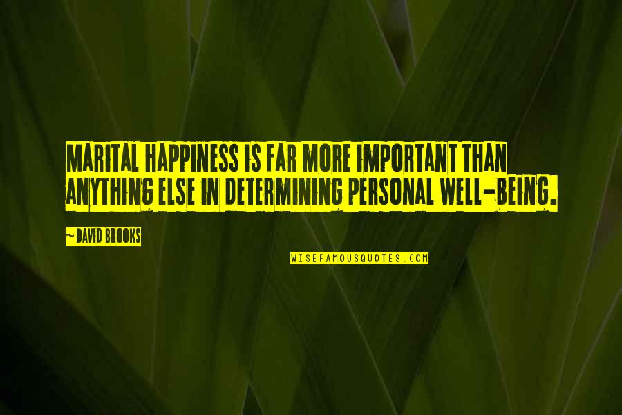 Soubirous Quotes By David Brooks: Marital happiness is far more important than anything