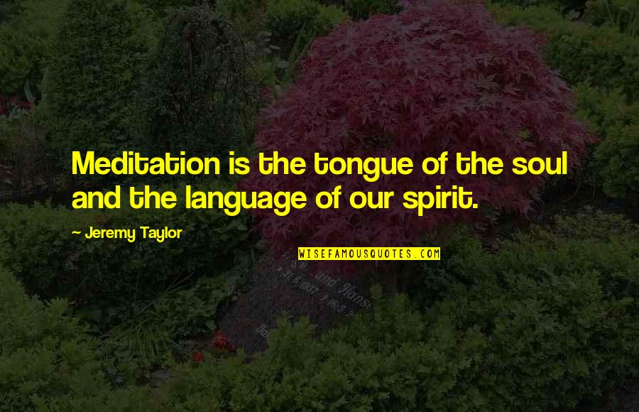 Soul And Spirit Quotes By Jeremy Taylor: Meditation is the tongue of the soul and
