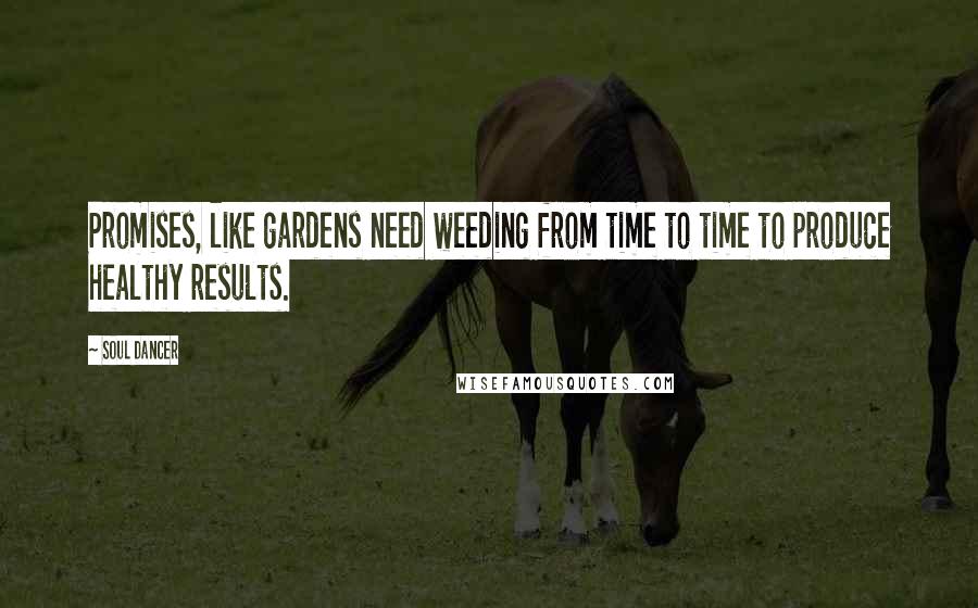 Soul Dancer quotes: Promises, like gardens need weeding from time to time to produce healthy results.