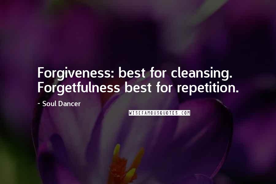 Soul Dancer quotes: Forgiveness: best for cleansing. Forgetfulness best for repetition.
