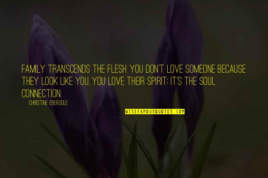 Soul Family Quotes By Christine Ebersole: Family transcends the flesh. You don't love someone