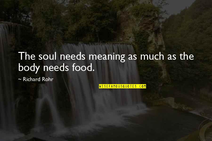 Soul Food Quotes By Richard Rohr: The soul needs meaning as much as the