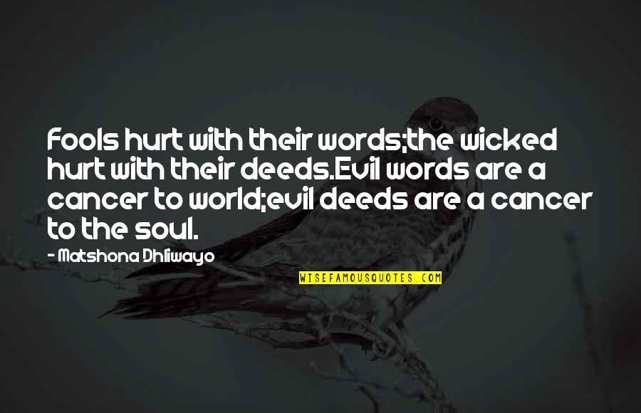 Soul Hurt Quotes By Matshona Dhliwayo: Fools hurt with their words;the wicked hurt with