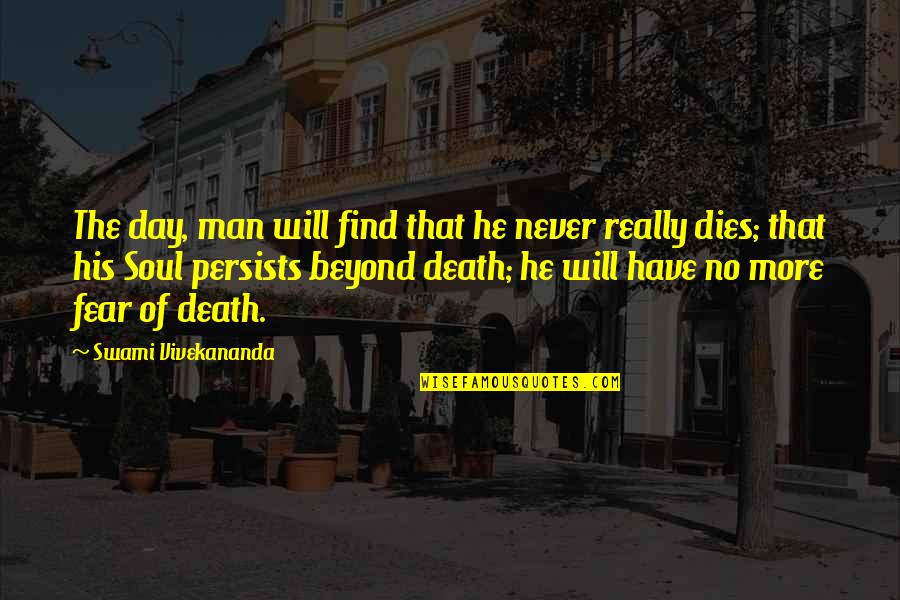 Soul Never Dies Quotes By Swami Vivekananda: The day, man will find that he never