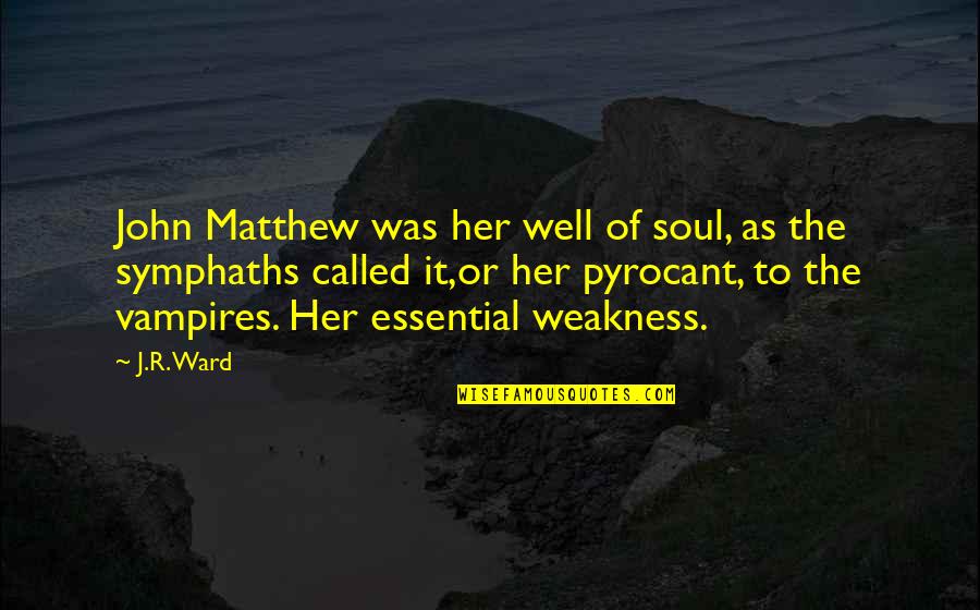 Soul S Well Quotes By J.R. Ward: John Matthew was her well of soul, as