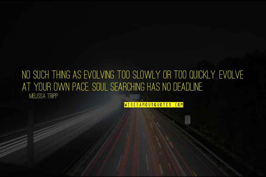 Soul Searching Quotes By Melissa Tripp: no such thing as evolving too slowly or