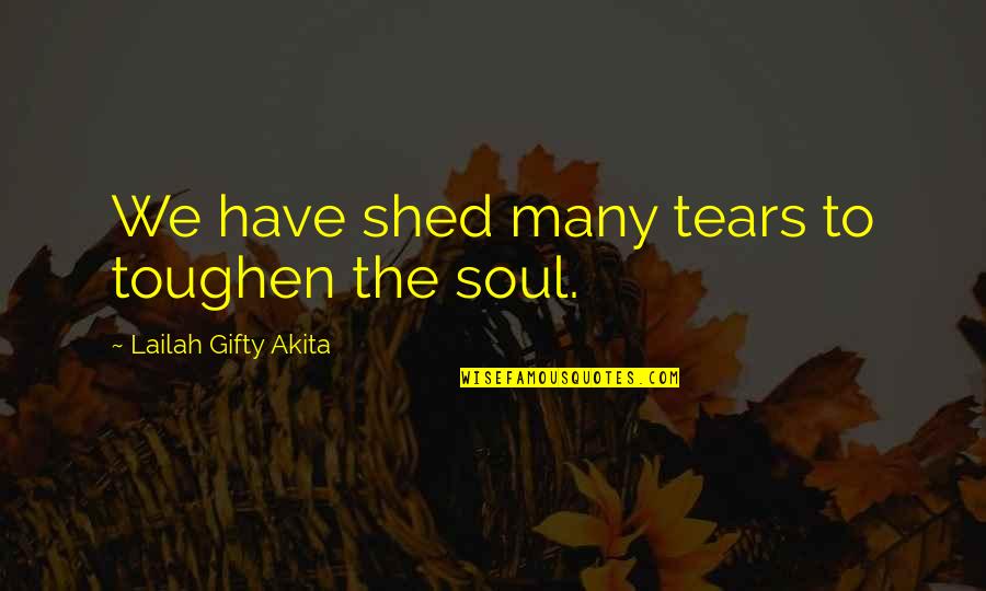 Soul Strength Quotes By Lailah Gifty Akita: We have shed many tears to toughen the