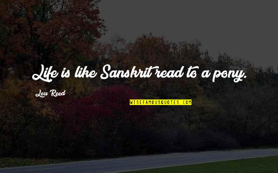 Soulessness Quotes By Lou Reed: Life is like Sanskrit read to a pony. Soulessness Quotes By Lou Reed: Life is like Sanskrit read to a pony.