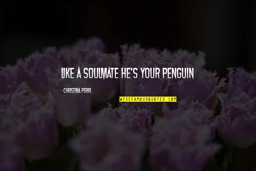 Soulmate Love Quotes By Christina Perri: like a soulmate he's your penguin