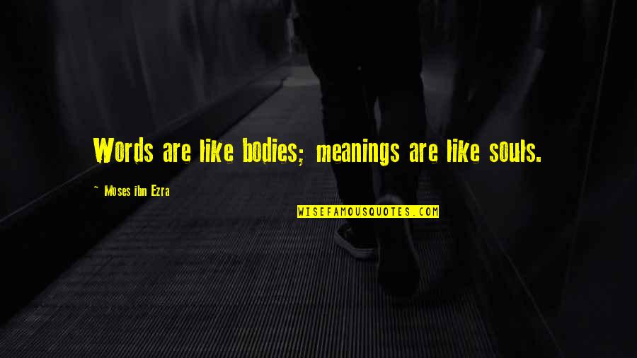 Souls And Bodies Quotes By Moses Ibn Ezra: Words are like bodies; meanings are like souls.