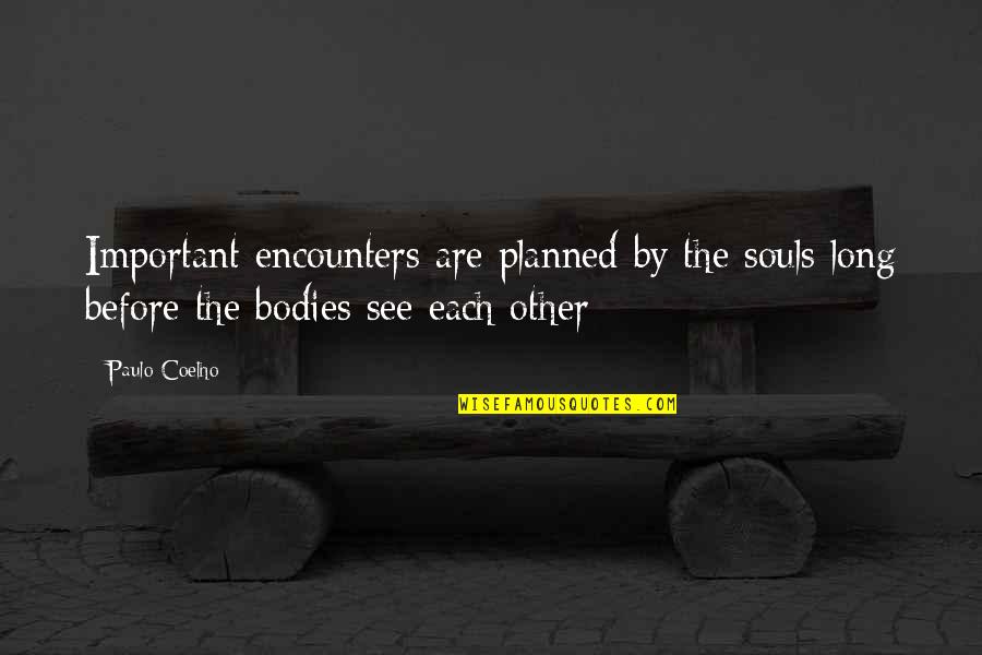 Souls And Bodies Quotes By Paulo Coelho: Important encounters are planned by the souls long