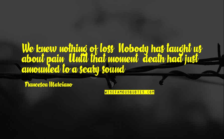 Sound Scary Quotes By Francesca Marciano: We knew nothing of loss. Nobody has taught