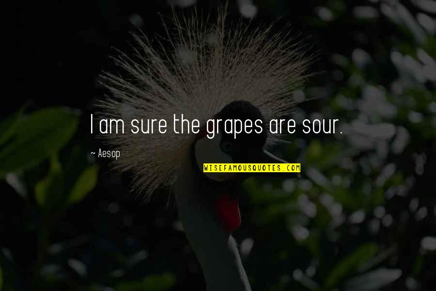 Sour Grapes Other Quotes By Aesop: I am sure the grapes are sour.