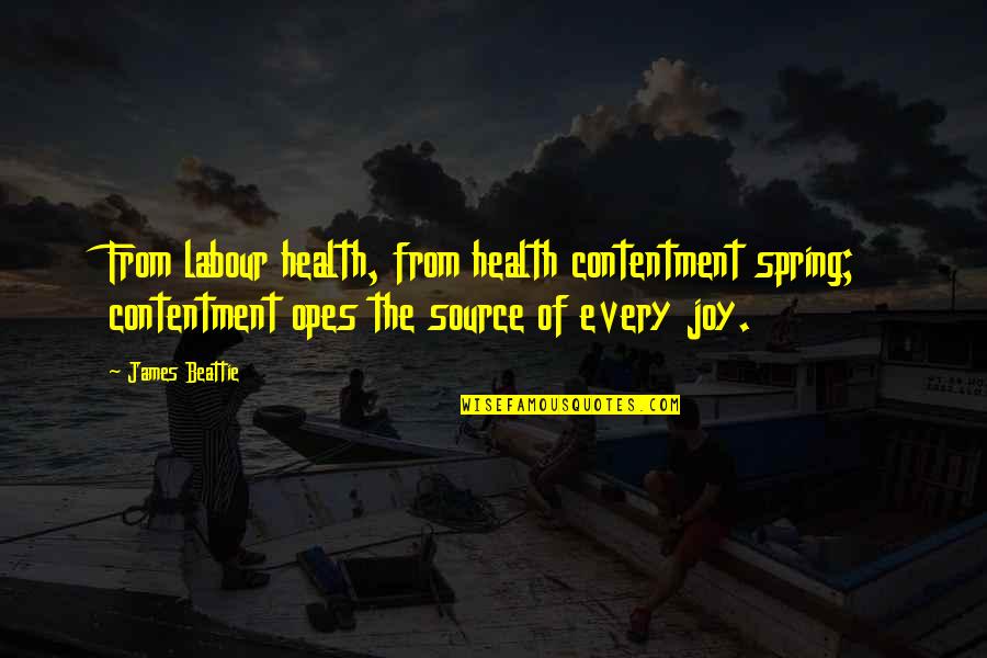 Source Of Joy Quotes By James Beattie: From labour health, from health contentment spring; contentment