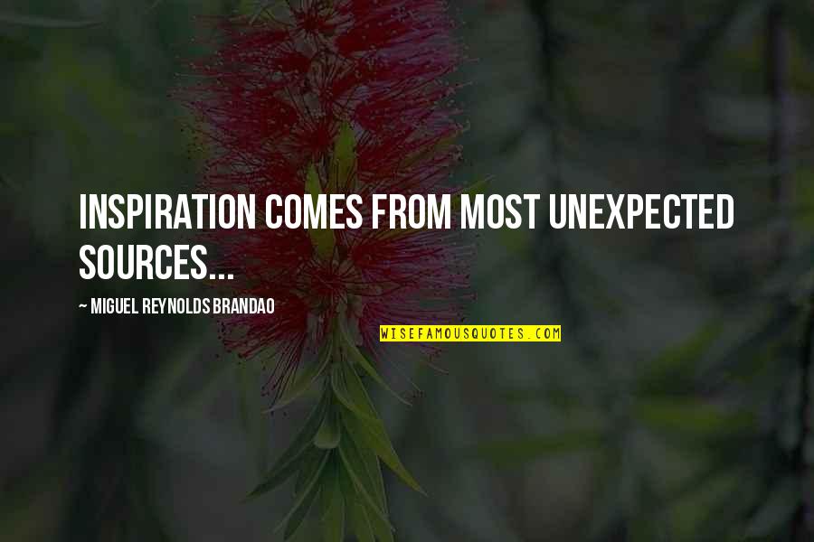 Sources Of Inspiration Quotes By Miguel Reynolds Brandao: Inspiration comes from most unexpected sources...