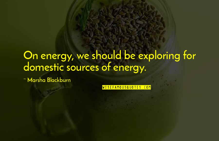 Sources Of Quotes By Marsha Blackburn: On energy, we should be exploring for domestic
