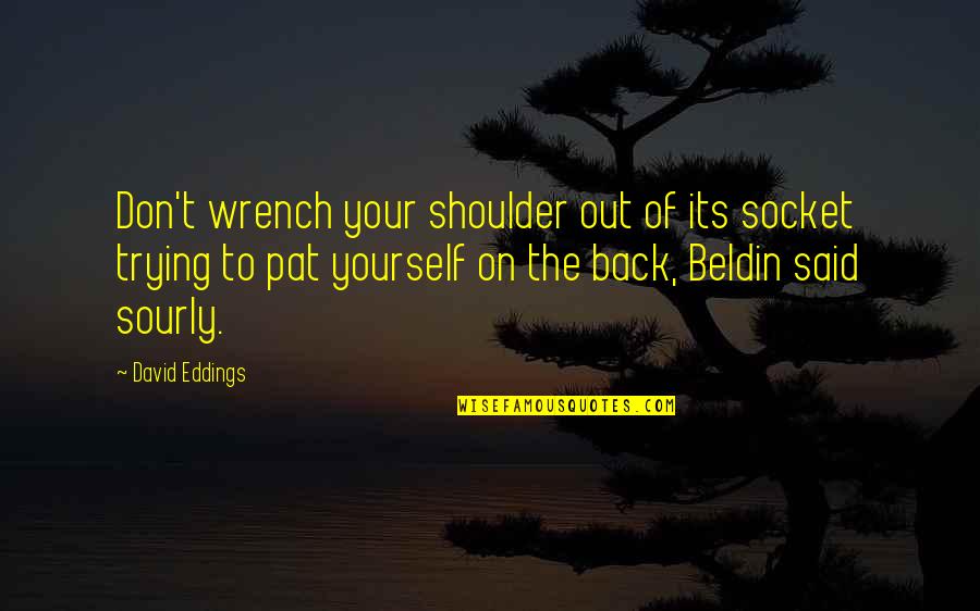 Sourly Quotes By David Eddings: Don't wrench your shoulder out of its socket