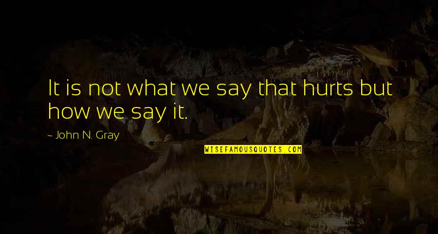 Sousede Quotes By John N. Gray: It is not what we say that hurts