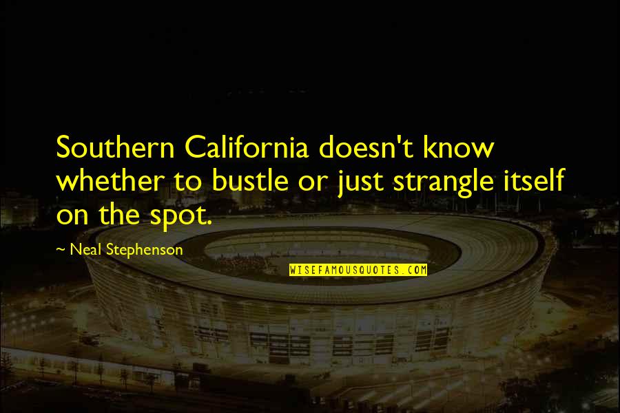 Southern California Quotes By Neal Stephenson: Southern California doesn't know whether to bustle or