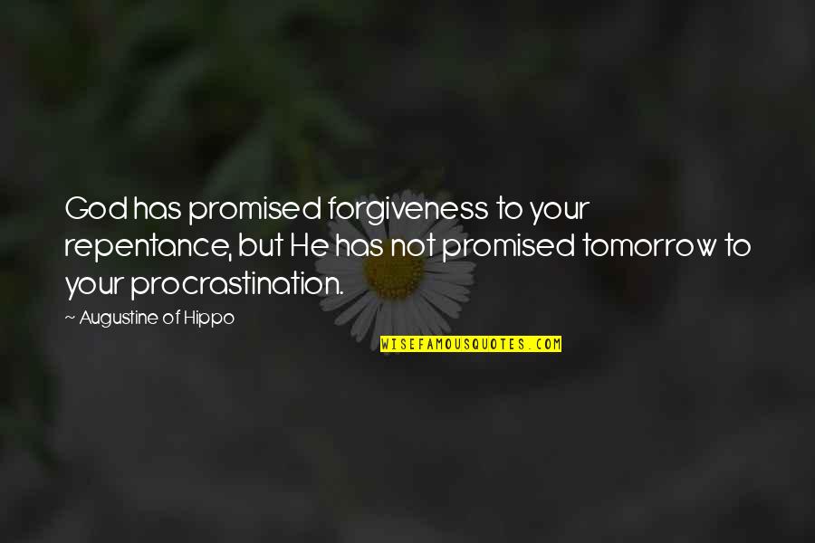 Southern Frat Quotes By Augustine Of Hippo: God has promised forgiveness to your repentance, but