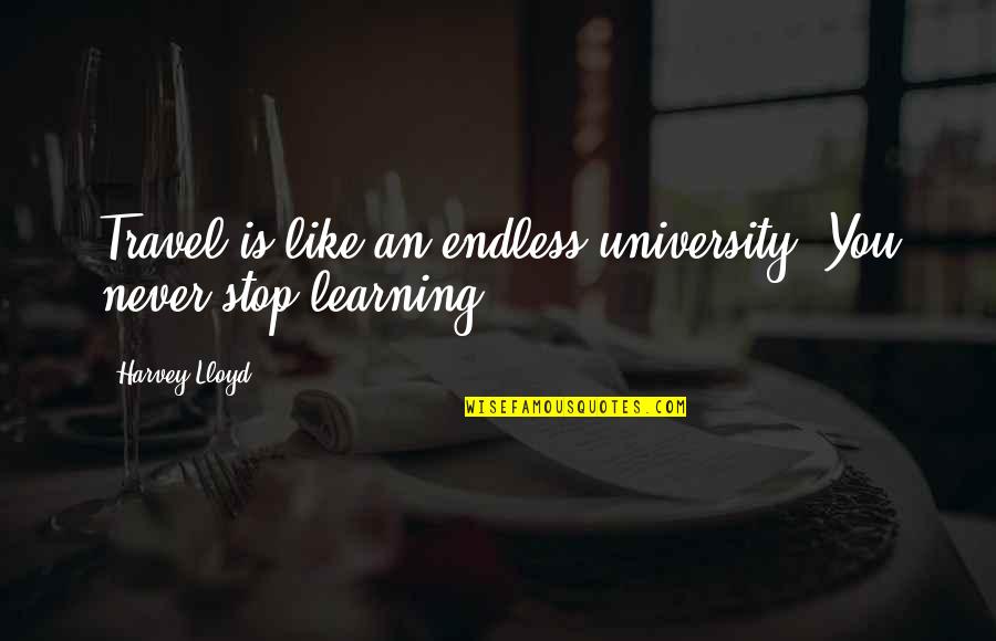 Southern Heat Quotes By Harvey Lloyd: Travel is like an endless university. You never