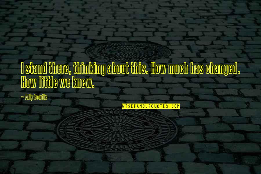 Sovljanski Novi Quotes By Ally Condie: I stand there, thinking about this. How much