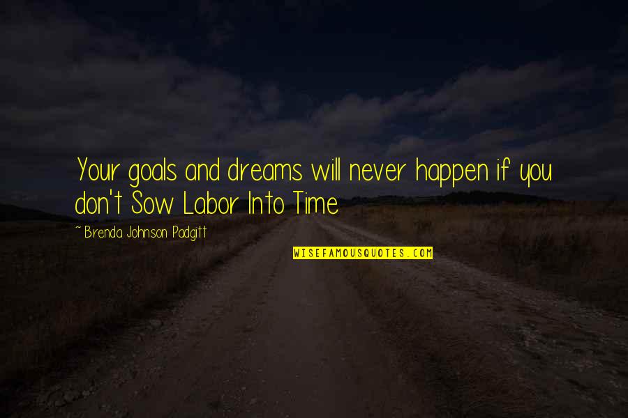 Sow Quotes By Brenda Johnson Padgitt: Your goals and dreams will never happen if