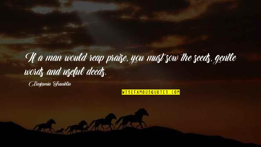 Sow Seeds Quotes By Benjamin Franklin: If a man would reap praise, you must Sow Seeds Quotes By Benjamin Franklin: If a man would reap praise, you must