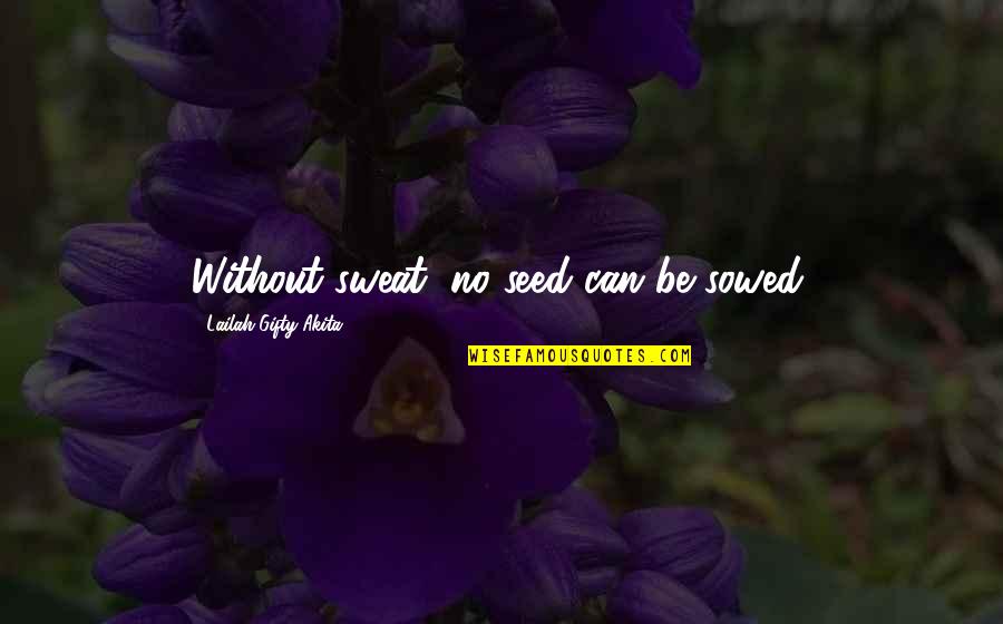 Sowed Quotes By Lailah Gifty Akita: Without sweat, no seed can be sowed.