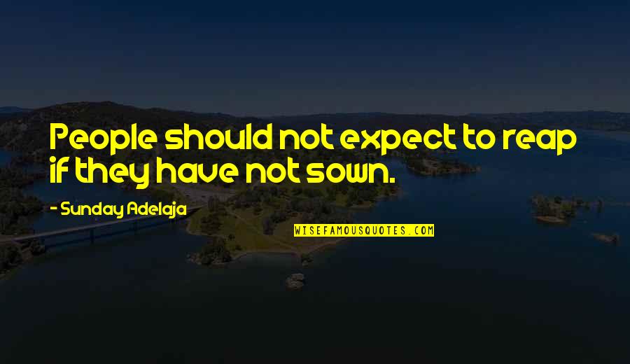 Sowing And Reaping Quotes By Sunday Adelaja: People should not expect to reap if they