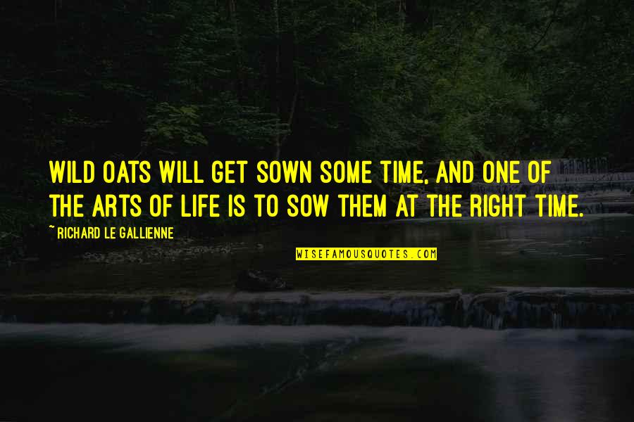 Sow's Quotes By Richard Le Gallienne: Wild oats will get sown some time, and Sow's Quotes By Richard Le Gallienne: Wild oats will get sown some time, and
