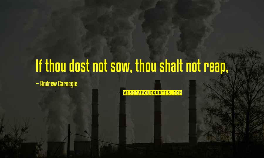Sow'st Quotes By Andrew Carnegie: If thou dost not sow, thou shalt not