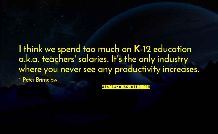 Soy Mujer Quotes By Peter Brimelow: I think we spend too much on K-12