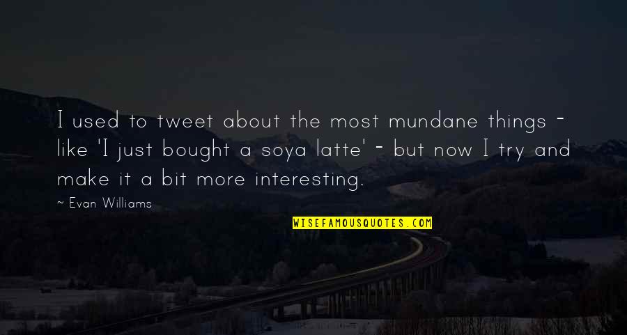 Soya Quotes By Evan Williams: I used to tweet about the most mundane Soya Quotes By Evan Williams: I used to tweet about the most mundane