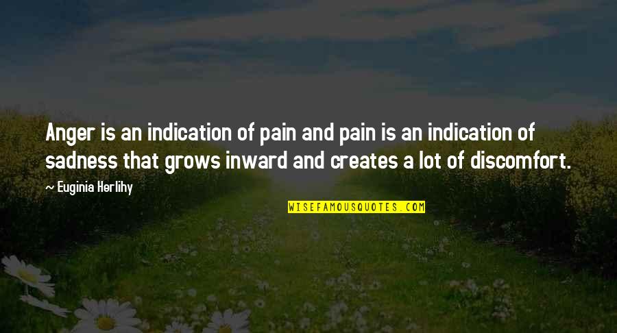 Soyini Thwaites Quotes By Euginia Herlihy: Anger is an indication of pain and pain Soyini Thwaites Quotes By Euginia Herlihy: Anger is an indication of pain and pain