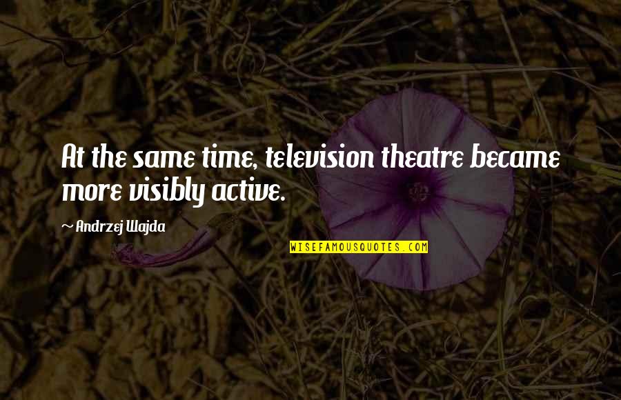 Sp Cialistes De Lestrie Quotes By Andrzej Wajda: At the same time, television theatre became more Sp Cialistes De Lestrie Quotes By Andrzej Wajda: At the same time, television theatre became more