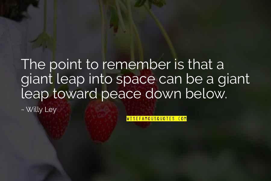 Space And Peace Quotes By Willy Ley: The point to remember is that a giant