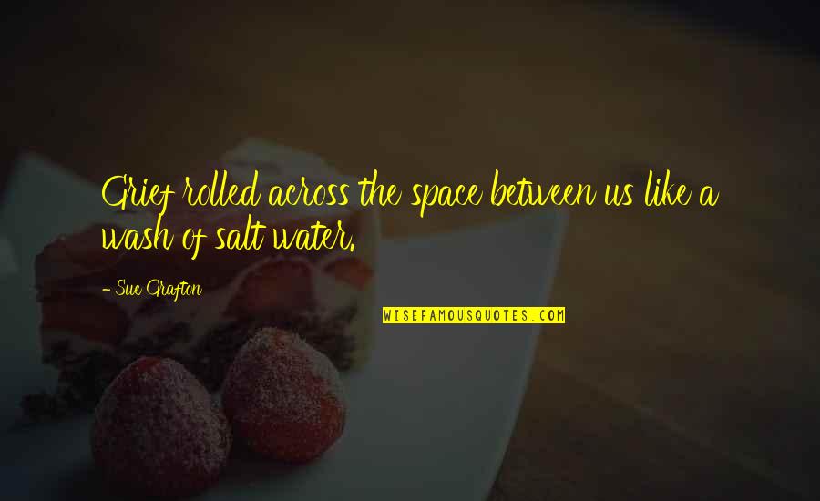 Space Between Quotes By Sue Grafton: Grief rolled across the space between us like