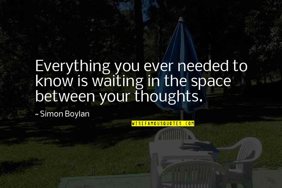 Space Between Thoughts Quotes By Simon Boylan: Everything you ever needed to know is waiting