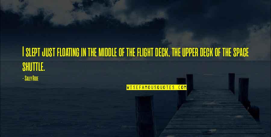 Space Flight Quotes By Sally Ride: I slept just floating in the middle of